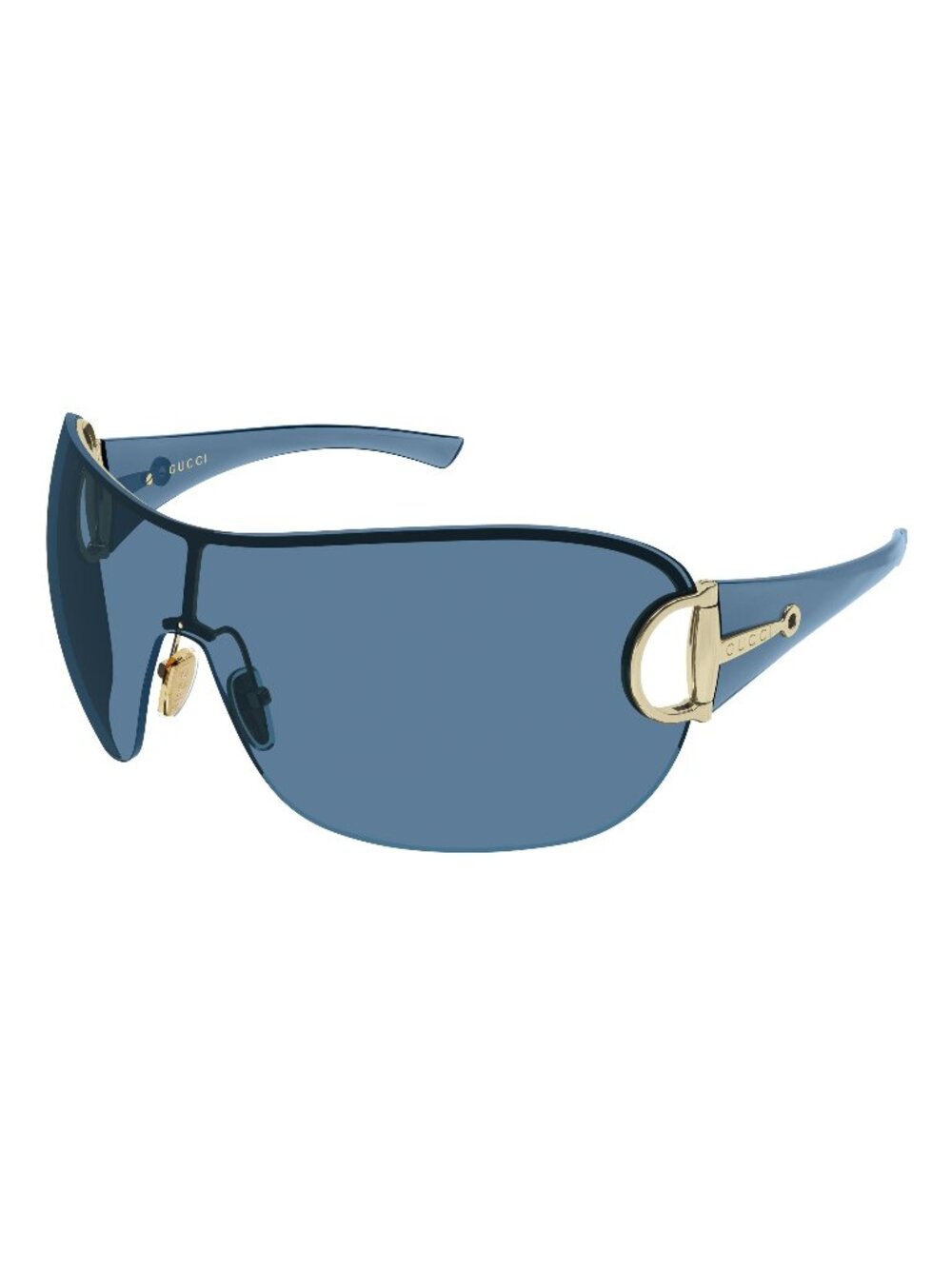 New Gucci Women's Sunglasses Gold Blue Lens Metal Frame GG2174S 004 99
